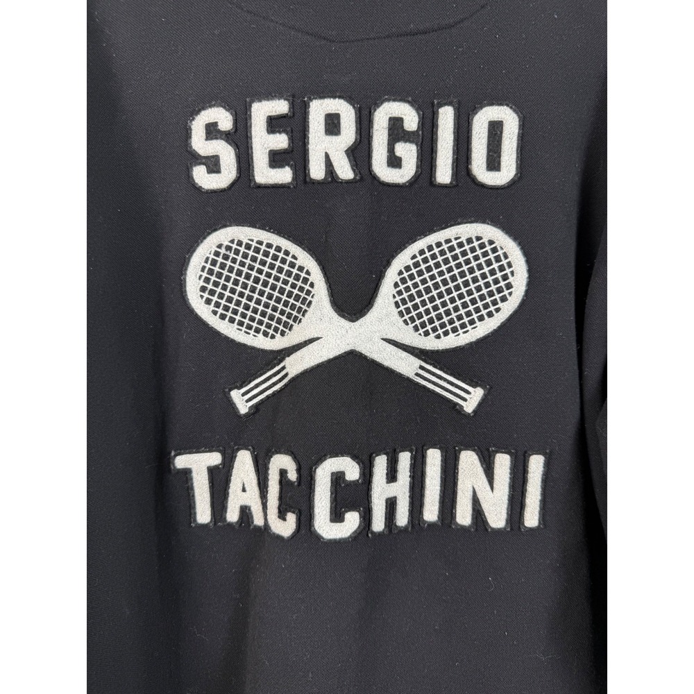 Sergio Tacchini 4XL Black Tennis Racket Graphic Full Zip Track Jacket Bomber